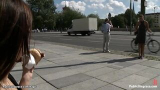 Clamped nipples babe public fucked