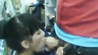 Store Clerk Gets A Blowjob At Work
