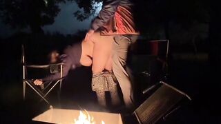 Rough Sex in a Public Park - Big Tits Exposed by the Fire!