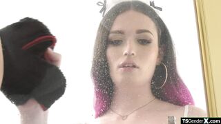 Trans maid is impressed by boss big cock