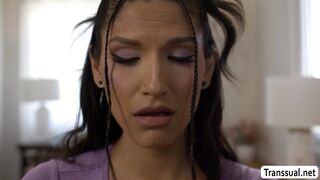 Letting my TS friend use my pussy as a sex toy