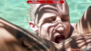 Licking my busty sisterinlaw in my pool