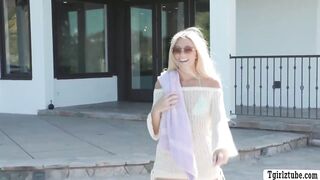 Sexy trans pool girl Avery fucks hot blonde River