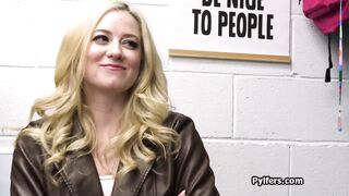 Thick blonde bikini bandit fucked in the backroom