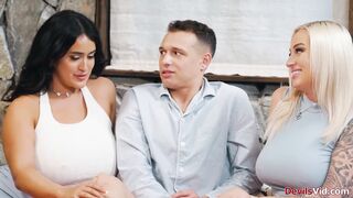 Stepson banging both big tits stepmoms