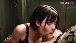Battlefield 6 AI - hot soldier girl enjoys DP with her squad