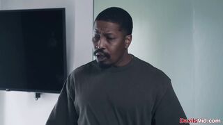 Blonde teen gets fucked by black stepdad