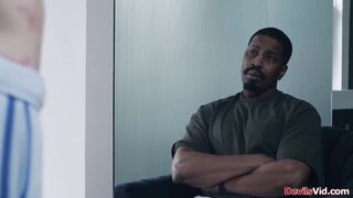 Blonde teen gets fucked by black stepdad
