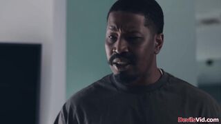 Blonde teen gets fucked by black stepdad