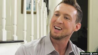 Trans babysitter seduced by her new boss