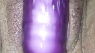 toy and tongue spins round in my pussy