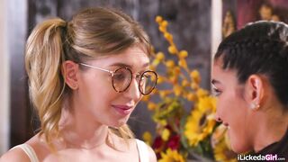 Latina lesbian confessed then licks bff