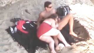 Chubby Niece devours cock on the beach