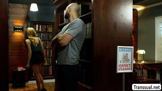 Big tits Trans anal fucked inside the library